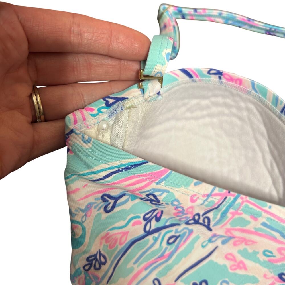 Lilly Pulitzer Bayside Michaelina Swim Tankini Top Women’s 8 Blue Resortwear - Picture 11 of 11